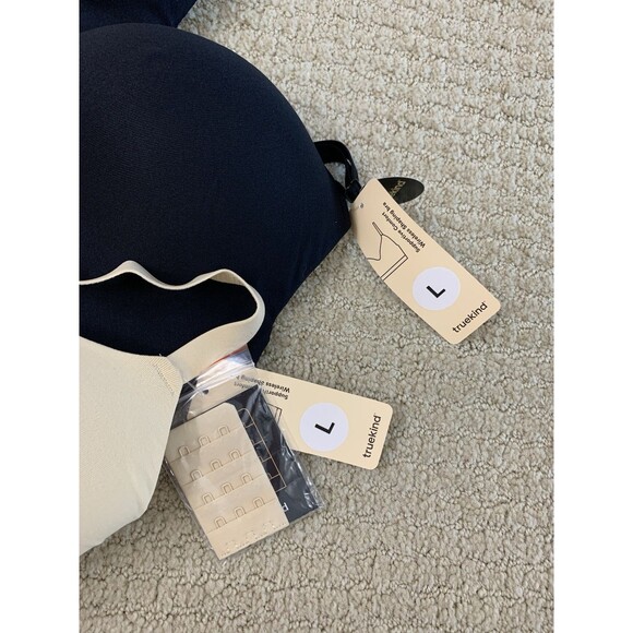 Truekind Supportive Comfort Beige Black Set of 2 Wireless Shaping Bra Large New - Picture 4 of 7